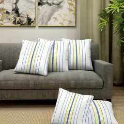 Klotthe White & Blue Cotton Cushion Covers - Set of 5-26