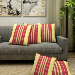 Klotthe Red & Yellow Cotton Cushion Covers - Set of 5-17