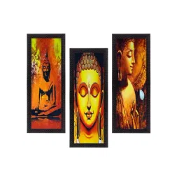 eCraftIndia Set Of 3 Lord Buddha Satin Matt Texture UV Art Painting-image-53
