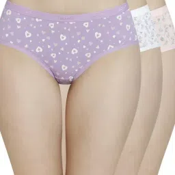 Amante Purple & White Cotton Printed Hipster Panties-image-97