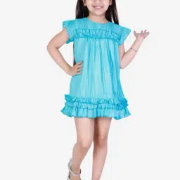 KidsDew Blue Textured Pattern Casual Dress-image-58