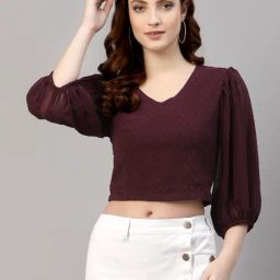 NEUDIS Wine Textured Crop Top-image-87