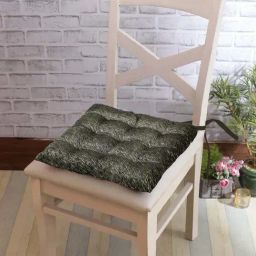 Klotthe Olive Green Cotton 200 GSM General Support Chair Pad - Set of 4-image-24