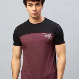 Globus Wine & Black Round Neck T-Shirt-image-23