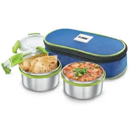 JUDGE Silver & Green Stainless Steel Lunch Box With Bag (0.3 L) - Set of 2-2