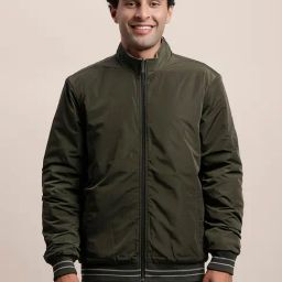Turtle Green & Grey Relaxed Fit Reversible Jacket-image-49