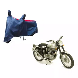 Auto Pearl Waterproof Two Wheeler Cover For Royal Enfield Machismo 500 (Red & Blue)-image-85