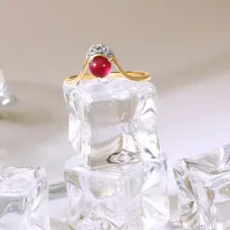Mia by Tanishq Classically Chic 14k Ruby & Diamond Finger Ring-image-7