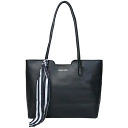 PELLE LUXUR Black Solid Medium Tote Handbag-image-96