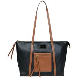 PELLE LUXUR Black Solid Medium Tote Handbag-20