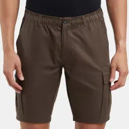 Jockey Brown Cotton Straight Fit Cargo Shorts-image-95