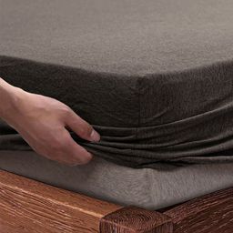 SleepyCat Brown Jersey Fitted 120 TC Queen Bedsheet Set 1.82 m x 1.21 m-53
