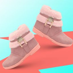Freeplay Girls Pink with Faux Fur & Crystal Buckle Boots-image-87