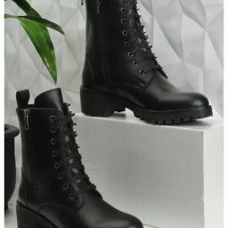 Elle Women's Black Derby Boots-image-96