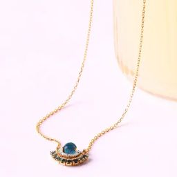 Mia by Tanishq Bubbly Bliss 14k Diamond & London Blue Topaz Necklace-image-61