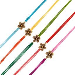 Aapno Rajasthan Multicolor Gold Floral Set of 5 Rakhi image 4