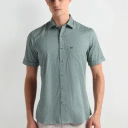 arrow sport Arrow Sports Green Regular Fit Printed Shirt-picture-13