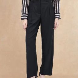 RAREISM Black Cotton Solid Trousers-picture-41