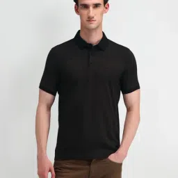 Arrow Black Cotton Regular Fit Striped Polo T-Shirt-picture-13