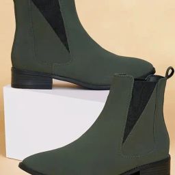 Forever Glam by Pantaloons Women's Olive Chelsea Boots-image-60