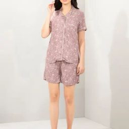 Amante Purple Relaxed Fit Printed Shirt And Shorts-image-58