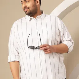 Sztori Men Plus Size Premium Striped Pure Cotton Casual Shirt-picture-23