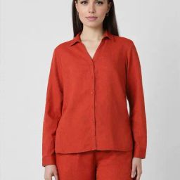 Van Heusen Red Self Pattern Shirt-image-41