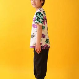 Anthrilo Boys White & Black Cotton Regular Fit Printed Joggers Set image 3