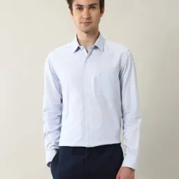 Arrow Blue Cotton Slim Fit Self Pattern Shirt-picture-9