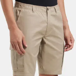 Jockey Khaki Cotton Straight Fit Cargo Shorts-image-76