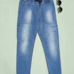Pantaloons Junior Boys Amparo Blue Cotton Solid Jeans-image-6