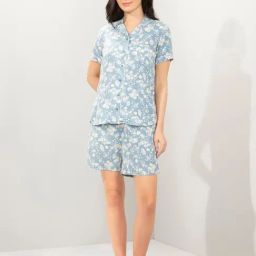 Amante Blue Relaxed Fit Printed Shirt And Shorts-picture-0