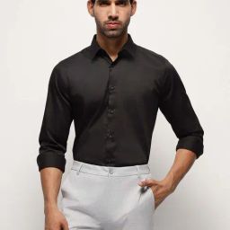 Subtract Black Cotton Slim Fit Shirt-image-93