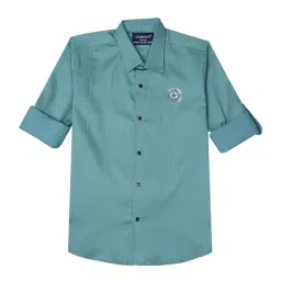 Cavio Boys Blue Cotton Blend Solid Shirt-image-55
