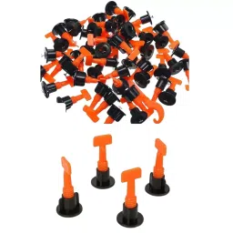 TileMaster 50 Pcs Reusable Adjustable Tile Leveling System Kit with 1 Special Wrench Non-Magnetic Durable Plastic Black & Orange 4 cm Length, TM-224 image 3
