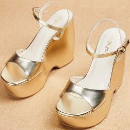 Ginger by Lifestyle Women's Gold Ankle Strap Wedges-image-11
