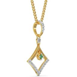 Emori 14k Yellow Gold & Diamond Elegant Emerald Pendant-picture-16