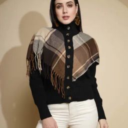 Global Republic Black Check Woolen Cardigan-image-65