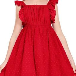 R Cube Flutter Sleeve Georgette Fit & Flare Midi Dress image 3