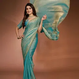 VRAGI Women Beads and Stones Pure Chiffon Saree-image-78