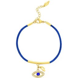 Police Eye Charms Crystals Flexible fit Blue Flexible fit Bracelet for Women-35