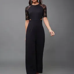 Miss Chase Black Self Design Jumpsuit-image-35