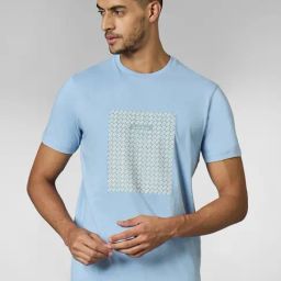 Louis Stitch Blue Cotton Regular Fit Print T-Shirt-image-8