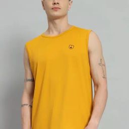 Griffel Mustard Cotton Loose Fit Printed T-Shirt-image-61