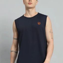 Griffel Navy Blue Cotton Loose Fit Printed T-Shirt-picture-15
