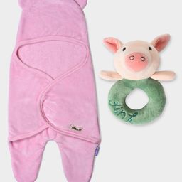 MiArcus Baby New Born Essentials Gift Set Hamper Including Hooded Blanket & Rattle Toy-picture-16
