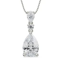 Emori 18k White Gold & Diamond Pear Drop Pendant-image-46