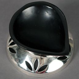 Exotic India Black Silver Plated Base Gemstone Diya-image-87