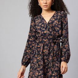 London Rag Floral Print Puff Sleeve Wrap Dress-image-66
