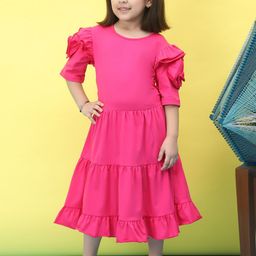 Baawri Puff Sleeve A-Line Dress-image-80